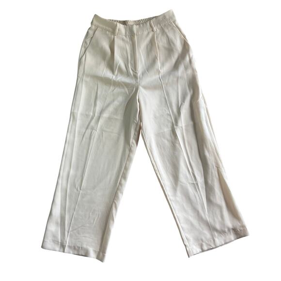 Christian Lacroix Women’s Cream Wide Leg Pants Size M Elastic Waist Lined - Picture 1 of 12